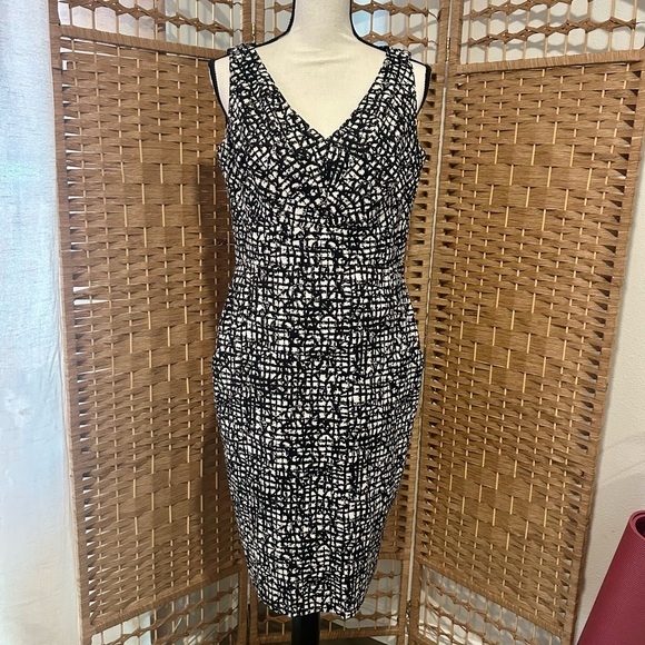 Lafayette 148 NewYork Elegant Black and White Sleeveless Dress - Picture 3 of 12